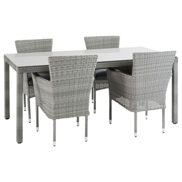 KOVINSKA MIZA NATERIAL DAVOS SIVA 90X180X74 ALU-STEKLO