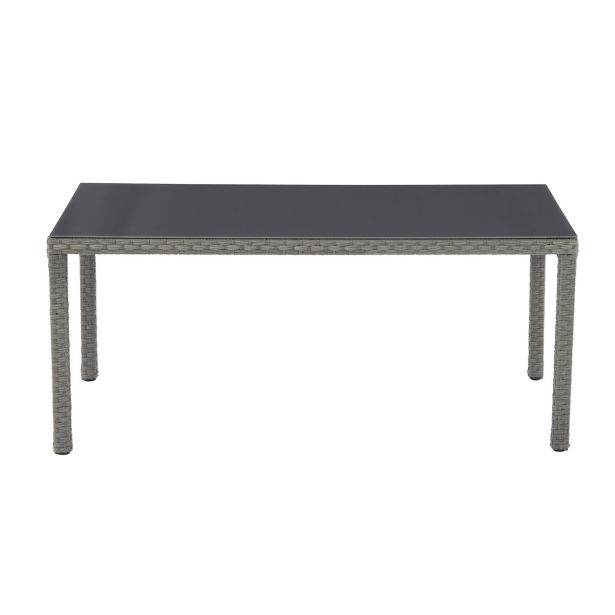 KOVINSKA MIZA NATERIAL DRIOS UMETNI RATAN ALU STEKLO, 172X90 TEMNO SIVA