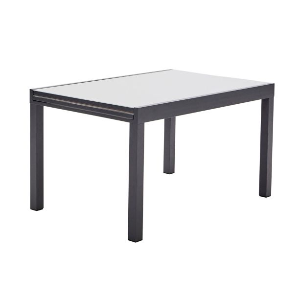 KOVINSKA MIZA NATERIAL LYRA II 4/10P ALU STEKLO 135/270X90 TEMNO SIVA