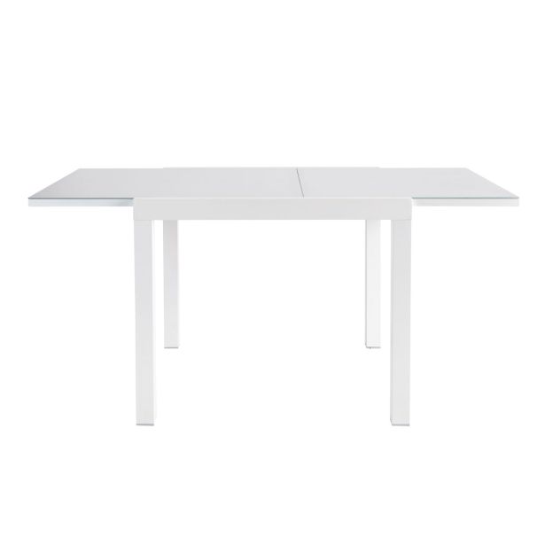 KOVINSKA MIZA NATERIAL LYRA II BELA 90/160X90 ALU STEKLO
