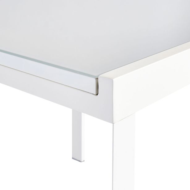 KOVINSKA MIZA NATERIAL LYRA II BELA 90/160X90 ALU STEKLO
