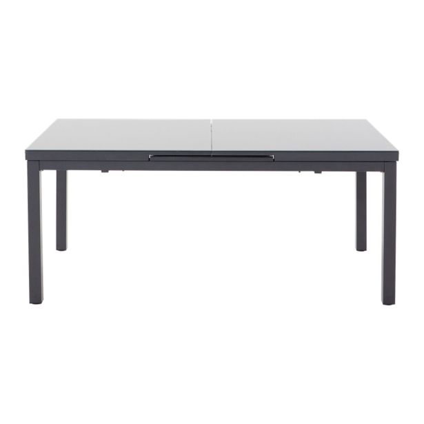 KOVINSKA MIZA SANIBEL ALU/STEKLO 180/240X100 TEMNO SIVA