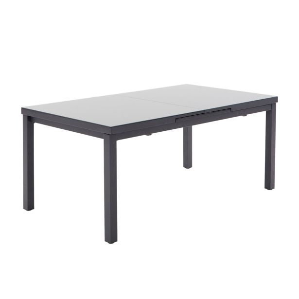 KOVINSKA MIZA SANIBEL ALU/STEKLO 180/240X100 TEMNO SIVA