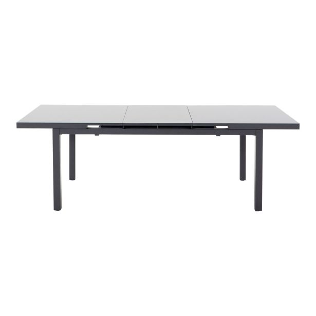 KOVINSKA MIZA SANIBEL ALU/STEKLO 180/240X100 TEMNO SIVA
