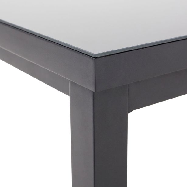 KOVINSKA MIZA SANIBEL ALU/STEKLO 180/240X100 TEMNO SIVA