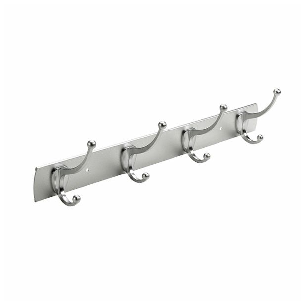 KOVINSKI GARDEROBNI OBEŠALNIK HETTICH DIY, 435X100X80 MM, 4 KLJUKE, ALUMINIJ MAT KROM