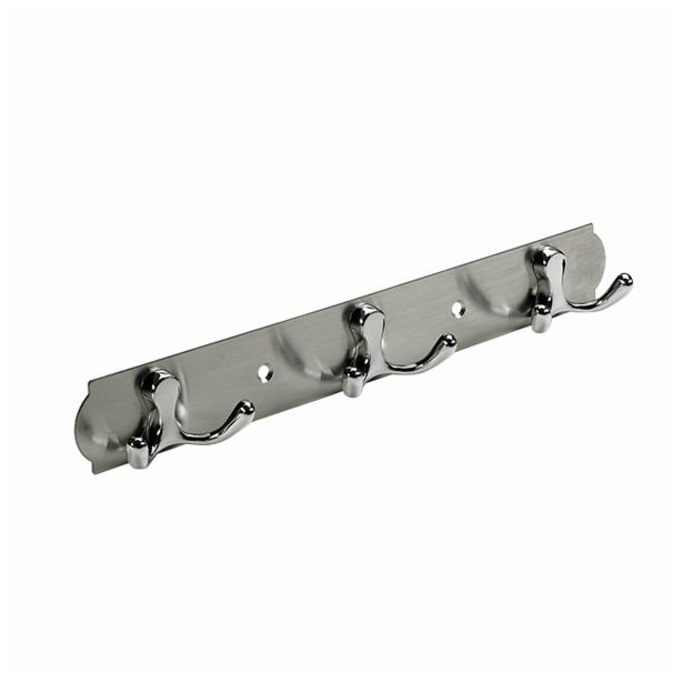 KOVINSKI GARDEROBNI OBEŠALNIK HETTICH DIY, 280X38X33 MM, 3 KLJUKE, KROMIRAN