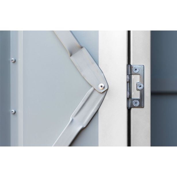 KOVINSKA VRTNA HIŠKA GLOBEL LEANTO 56 SREBRNA Š145 X G172 X V204 CM