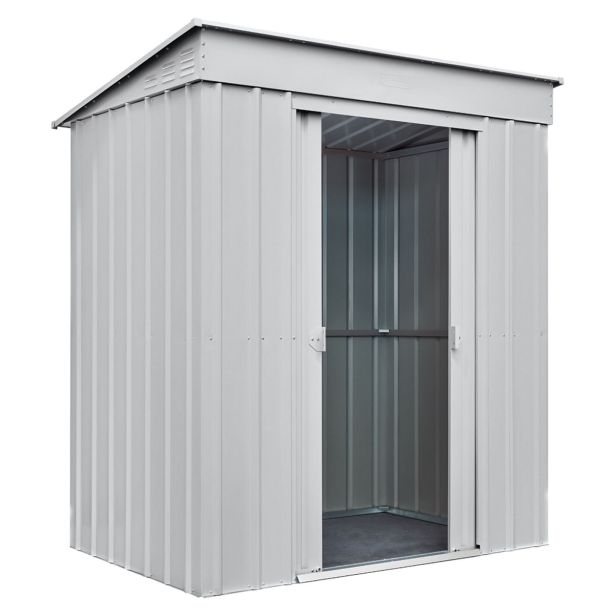 KOVINSKA VRTNA HIŠKA GLOBEL SKILLION 64 SREBRNA Š172 X G113 X V199 CM