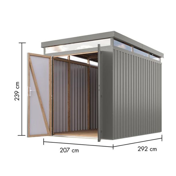 KOVINSKA VRTNA HIŠKA KARIBU AURUM 2.5 SIVI ALUMINIJ