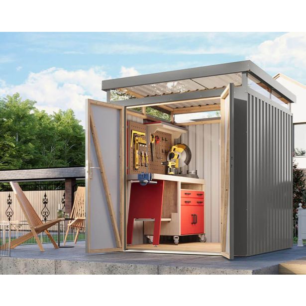 KOVINSKA VRTNA HIŠKA KARIBU AURUM 2 SIVI ALUMINIJ