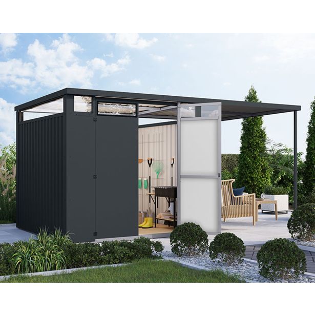 KOVINSKA VRTNA HIŠKA KARIBU OSTEN 2 ANTRACIT 220X220X215