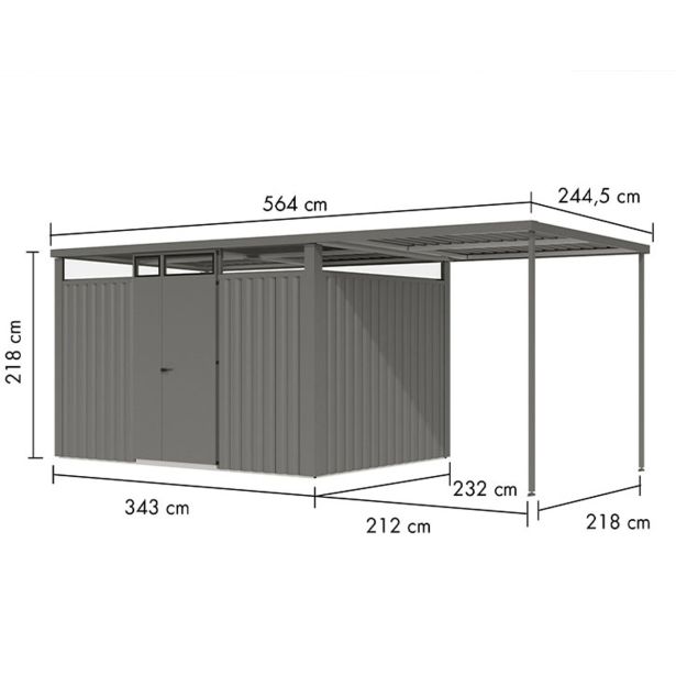 KOVINSKA VRTNA HIŠKA KARIBU OSTEN 3 SIV ALUMINIJ 330X220X215