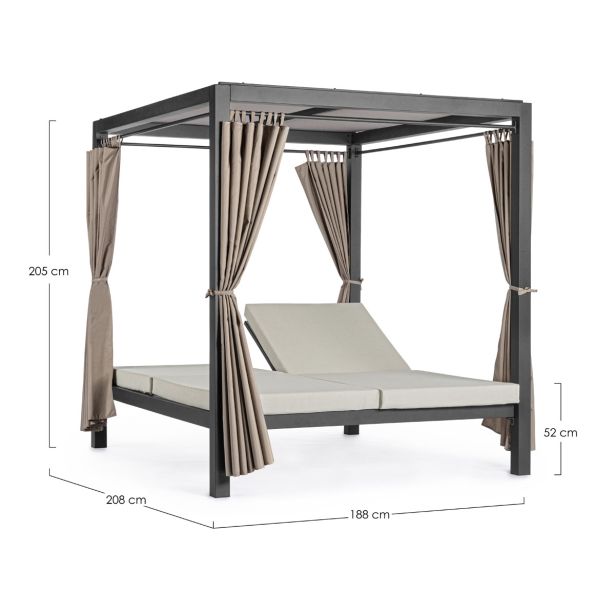 KOVINSKI LEŽALNIK BIZZOTTO DREAM CHARCOAL DAYBED ANTRACIT