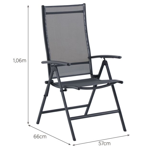 KOVINSKI STOL KIMA ALU TEKSTILEN 1X1 TEMNO SIV