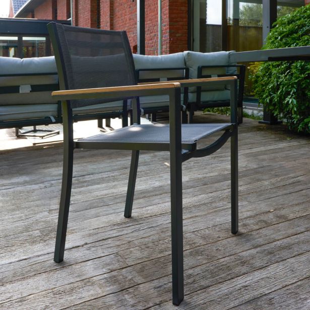 KOVINSKI STOL NATERIAL PERSEA ALU TEKSTILEN 2X1 TEMNO SIV