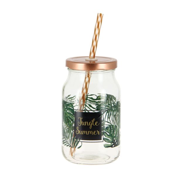 KOZAREC ZA DRUGE PIJAČE 450 ML S POKROVOM IN SLAMICO JUNGLE
