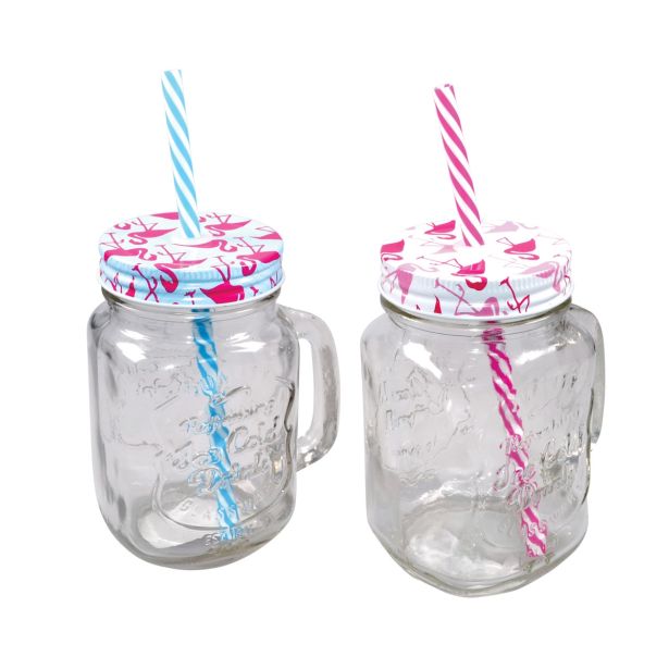 KOZAREC ZA DRUGE PIJAČE 450 ML S SLAMICO FLAMINGO RAZLIČNE BARVE