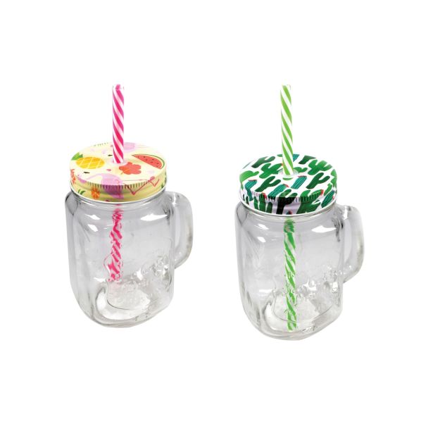 KOZAREC ZA DRUGE PIJAČE 450 ML S SLAMICO TROPICAL RAZLIČNE BARVE