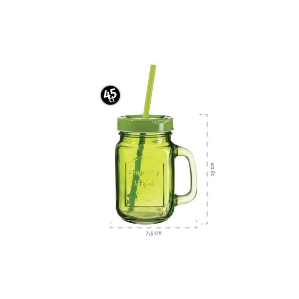 KOZAREC ZA DRUGE PIJAČE DOMESTIC 450 ML S POKROVOM IN SLAMICO ZELENA