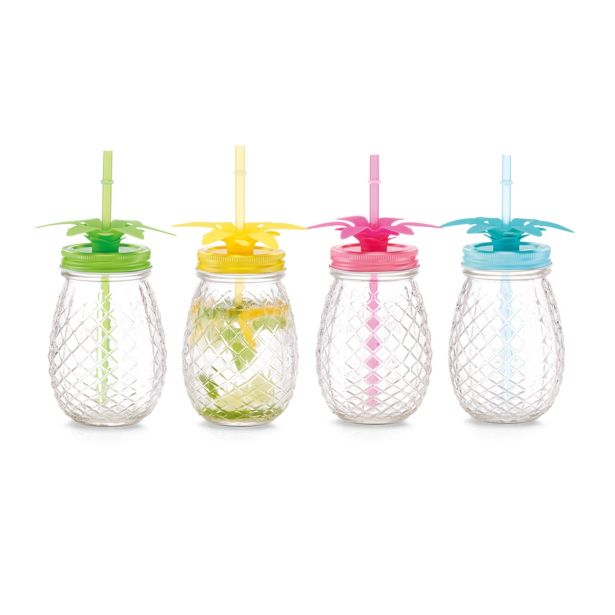 KOZAREC ZA DRUGE PIJAČE ZELLER PRESENT 500 ML S SLAMICO IN POKROVOM ANANAS