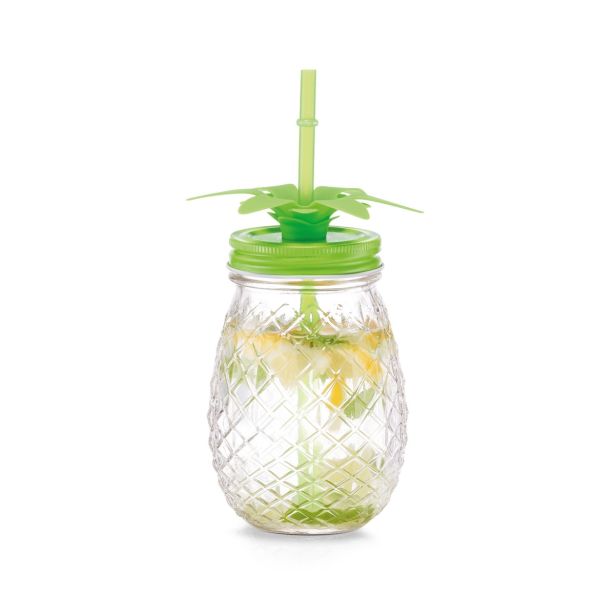 KOZAREC ZA DRUGE PIJAČE ZELLER PRESENT 500 ML S SLAMICO IN POKROVOM ANANAS