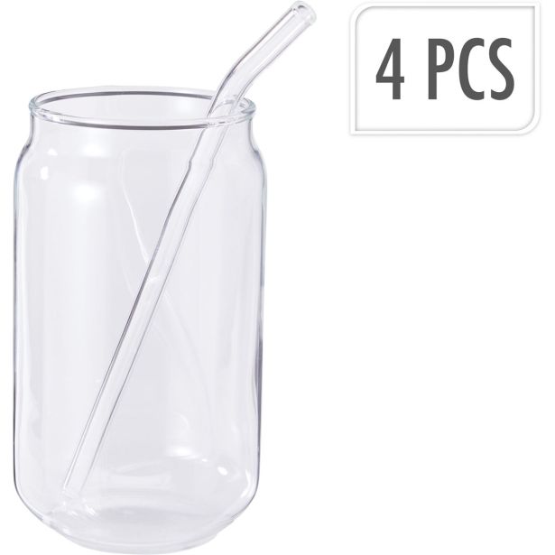 KOZAREC ZA VODO/SOK EH SET 4/1 KOZARCI/VRČI S STEKL. SLAMICAMI 500 ML