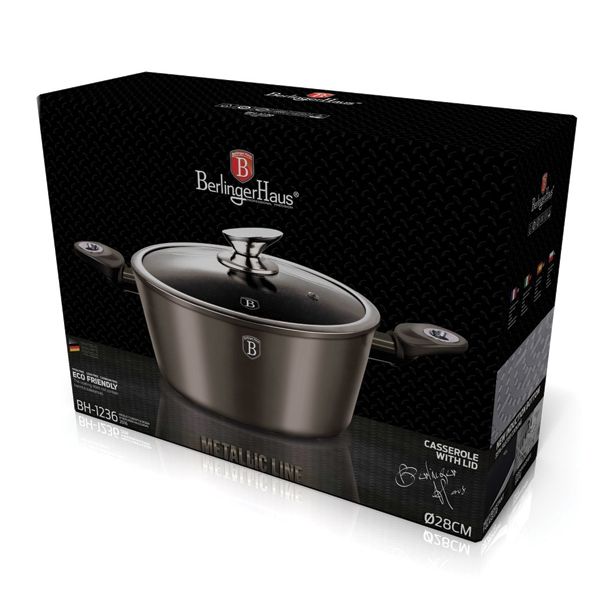 KOZICA BERLINGER HAUS 28 CM METALLIC LINE S STEKLENIM POKROVOM