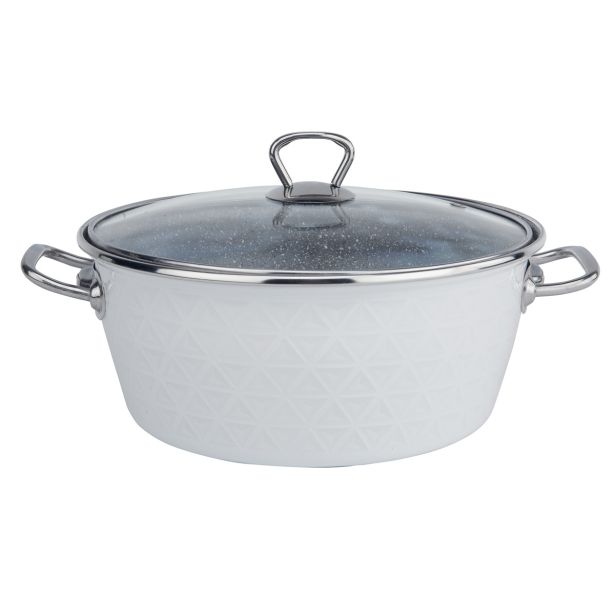 KOZICA SVENS' 24 CM 6 L BELA 3D S STEKLENIM POKROVOM