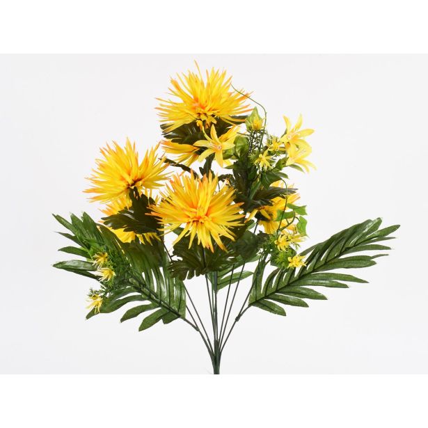 UMETNO CVETJE KRIZANTEMA ŠOPEK X10 RUMENA PAJKOVKA