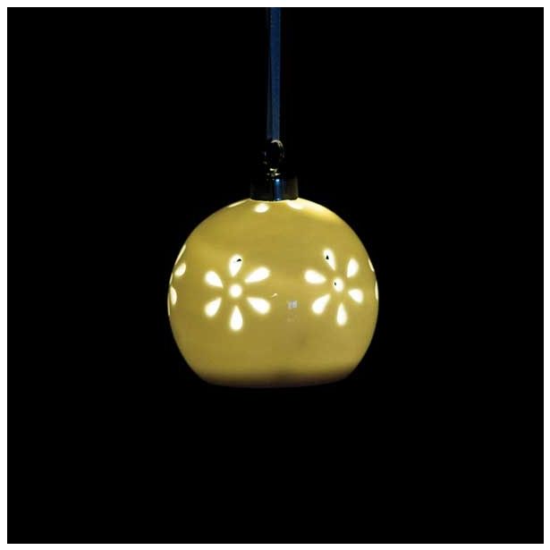 OKRASEK ZA JELKO GLOSSTYLE KROGLA BELA FI 7 CM Z LED LUČKO IZ PORCELANA