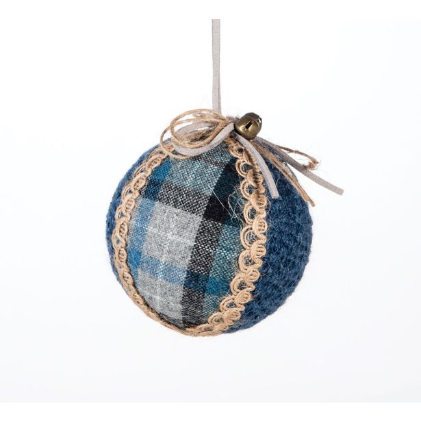 OKRASEK ZA JELKO GLOSSTYLE KROGLA MODRA FI 8 CM TEKSTILNA