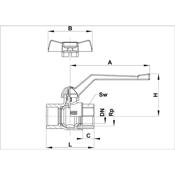 KROGLIČNI VENTIL KOVINA KV 605 31.75 MM DN 32 (5/4") SAN. VODA