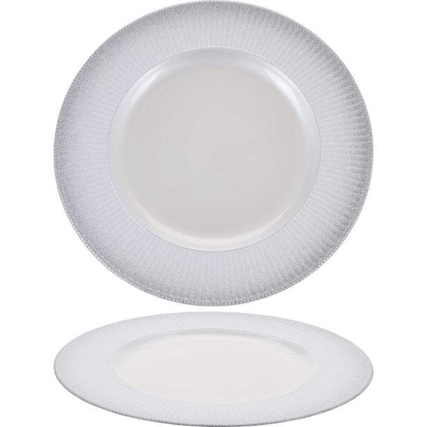 DEKORACIJA KOOPMAN KROŽNIK FI 33 CM S SREBRNIMI BLEŠČICAMI