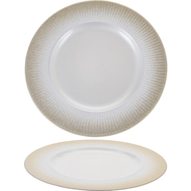 DEKORACIJA KOOPMAN KROŽNIK FI 33 CM Z ZLATIMI BLEŠČICAMI