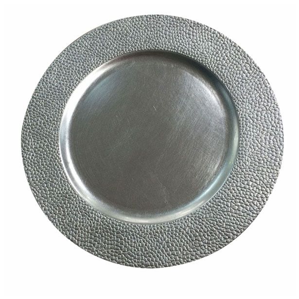 NAMIZNA DEKORACIJA GLOSSTYLE KROŽNIK FI 33 SREBRNI DEKORATIVNI UMETNA MASA