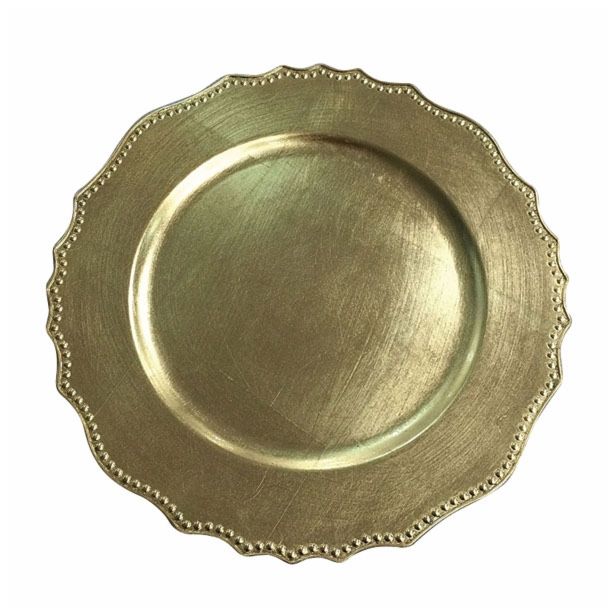 NAMIZNA DEKORACIJA GLOSSTYLE KROŽNIK FI 33 ZLATI Z DEK ROBOM IZ UMETNE MASE