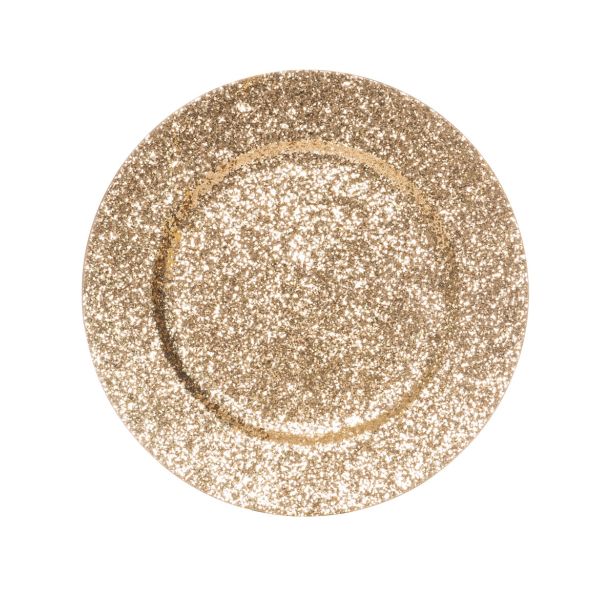 DEKORACIJA GLOSSTYLE KROŽNIK ZLATI FI 33 CM UMETNA MASA Z BLEŠČICAMI