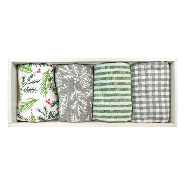 KUHINJSKA KRPA SIRETESSILE 40X60 CM V LESENI KOŠARI 5/1 RDEČ/ZELEN/SIV