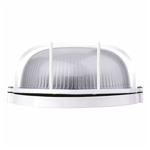 OKROGLA LED LADIJSKA SVETILKA 12W LED DL V BELI BARVI S KOVINSKO MREŽO