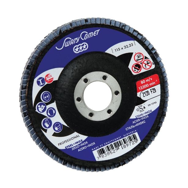 LAMELNI BRUSNI DISK POŠ. SWATYCOMET-P 115X22.23 MM K120 ZA INOX