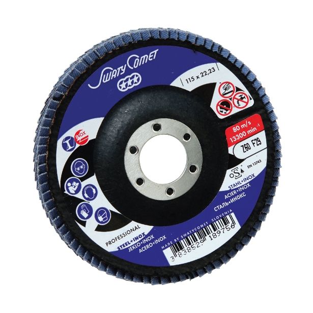 LAMELNI BRUSNI DISK POŠ. SWATYCOMET-P 115X22.23 MM K60 ZA INOX