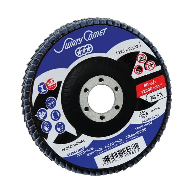LAMELNI BRUSNI DISK POŠ. SWATYCOMET-P 125X22.23 MM K40 ZA INOX