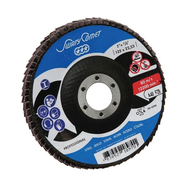 LAMELNI BRUSNI DISK POŠ. SWATYCOMET-P 125X22.23 MM K40 ZA KOVINO, LES