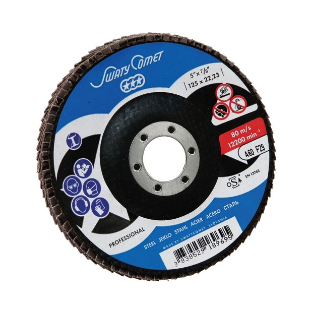 LAMELNI BRUSNI DISK POŠ. SWATYCOMET-P 125X22.23 MM K60 ZA KOVINO, LES