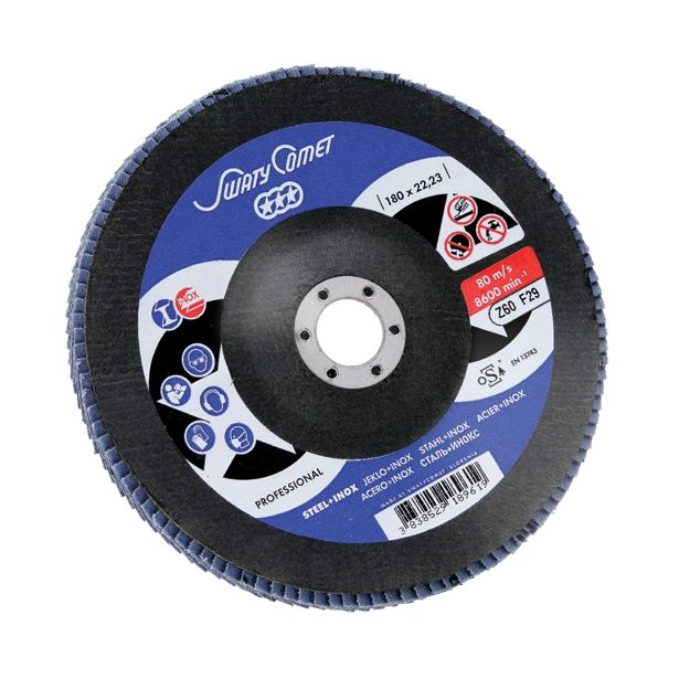 LAMELNI BRUSNI DISK POŠ. SWATYCOMET-P 180X22.23 MM K60 ZA INOX
