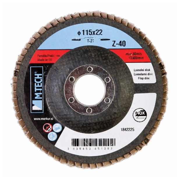 LAMELNI BRUSNI DISK POŠEVNI MTECH 125X22 MM Z40 ZA INOX