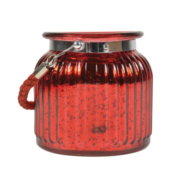 NOVOLETNI SVEČNIK R+W LANTERNA STEKLENA 9.5X10 CM SREBRNE/RDEČE/BAKRENE