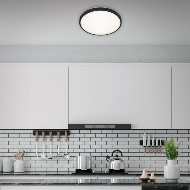 NADGRADNA STROP. SVETILKA BRILONER LED 24W, ČRN ROB FI=38.5CM