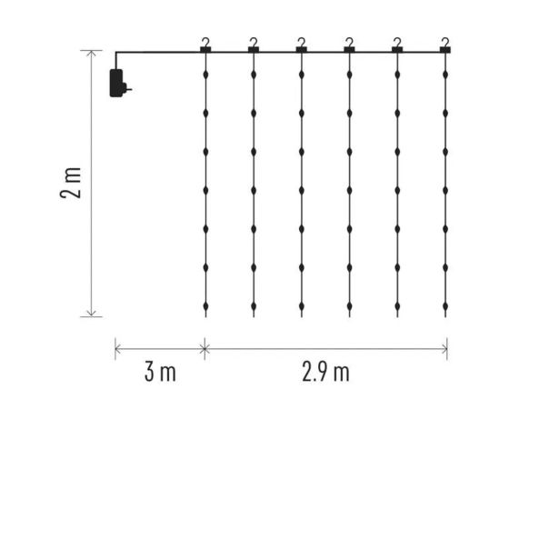 LED BOŽIČNA DROP VERIGA ' ZAVESA, 2,9X2 M, ZUNANJA IN NOTRANJA, TOPLA BELA, PROGRAMI